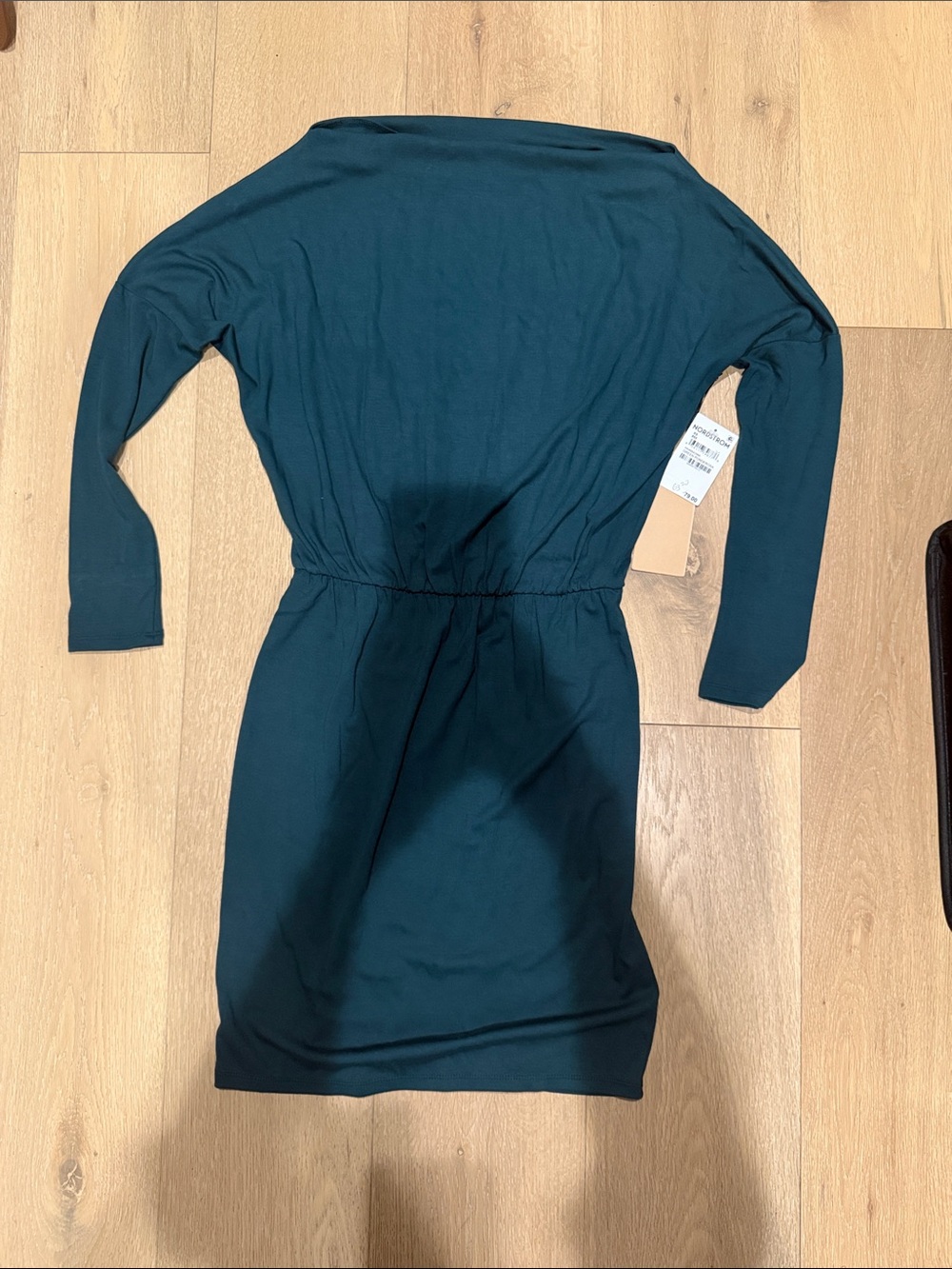 Halogen Teal Long-Sleeve Elastic-Waist Dress